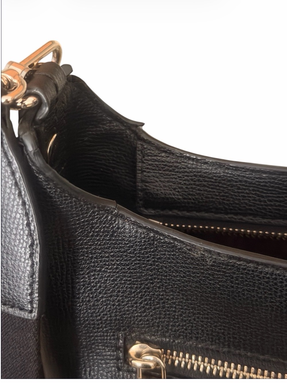 henri bendel Black Pebbled Leather Shoulder Bag with Gold Hardware As Is - Picture 3 of 15